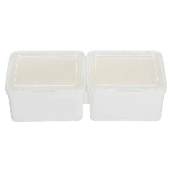 Luxshiny Laundry Pod Storage Box with Lid Double Compartment Transparent White Plastic Organizer for Laundry Room