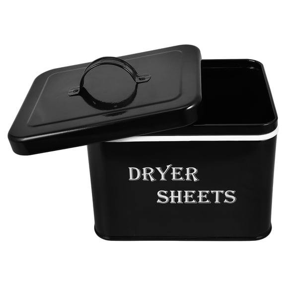 Luxshiny Laundry Room Dryer Sheet Container Metal Organizer with Lid Farmhouse Decor Black