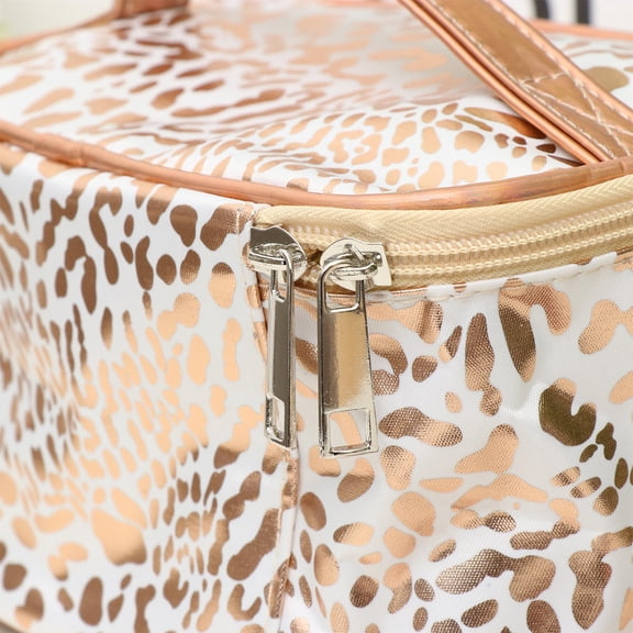 Luxshiny Leopard Pattern Golden Cosmetic Bag Large Capacity Storage Case for Travel