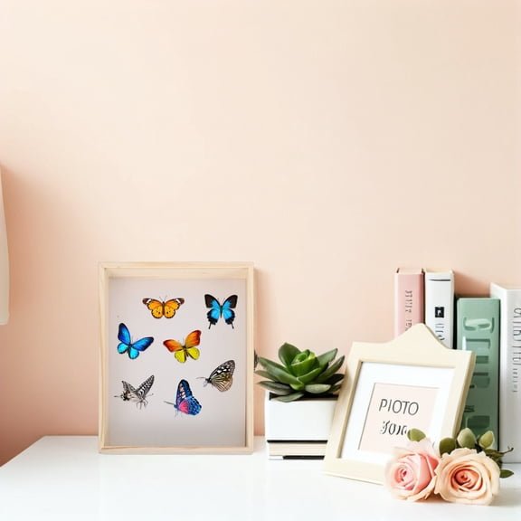 Luxshiny Light Brown Wood Butterfly Enclosure Box with Clear Display Case for Collector Specimens