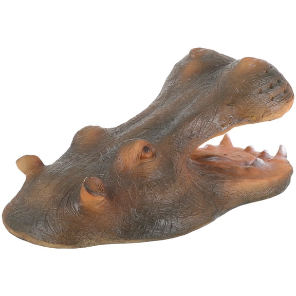 Luxshiny Light Brown Resin Floating Hippo Head Statue Realistic Garden Pond Decor Figurine for Outdoor and Indoor