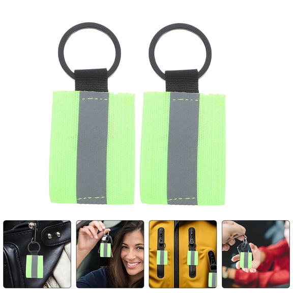Luxshiny 8Pcs Light Green Reflective Keychain for Backpack Safety and Night Visibility