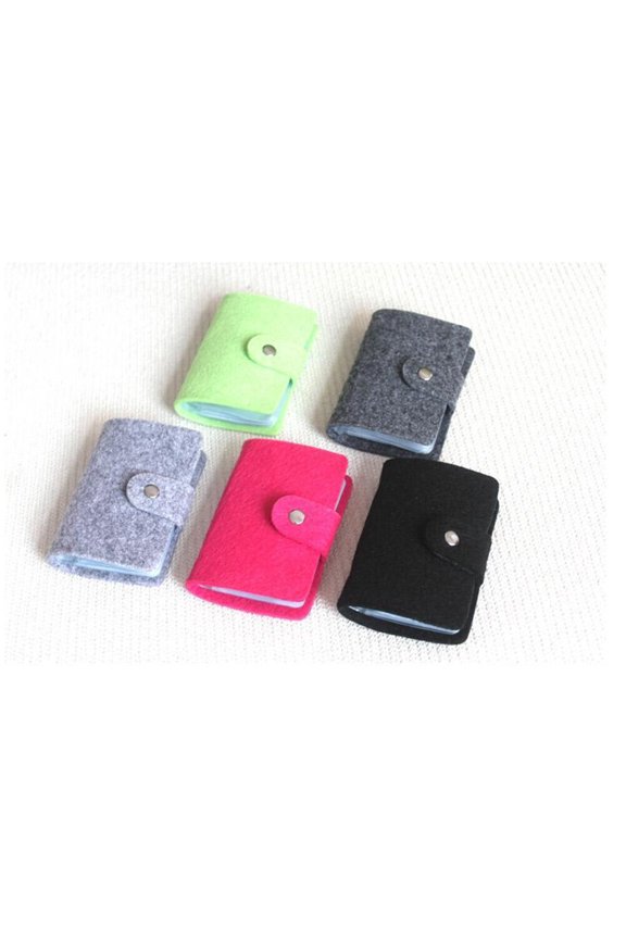 Light Grey Wool Felt Card Organizer Pouch for Credit Cards Id and Coins