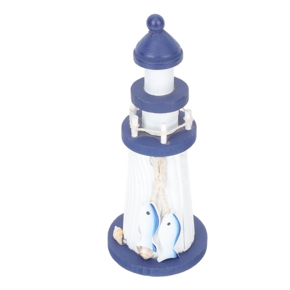 Luxshiny Lighthouse Home Decorations Mediterranean Style Wooden Ornament 1Pcs