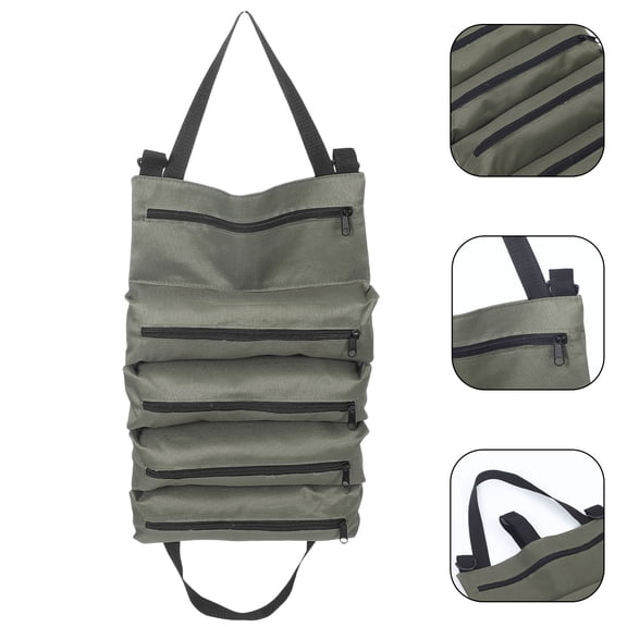 Luxshiny Portable Green Tool Roll Bag with Large Capacity and Splashproof Material