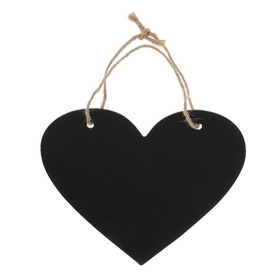 Luxshiny Lightweight Heart Shape Blackboard Hanging Sign with Jute Rope for Table and Wall