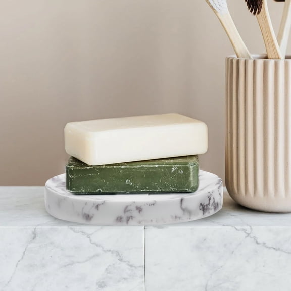 Luxshiny Lightweight Resin Soap Storage Box with Nordic Marble Style for Bathroom Use