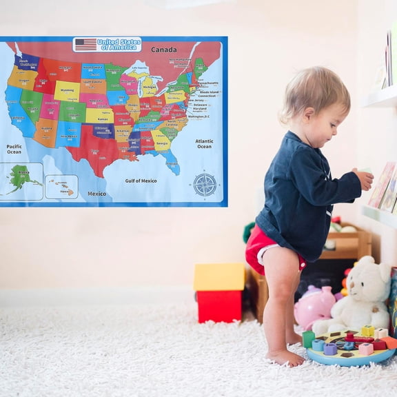 Luxshiny Lightweight Usa Map Poster for Early Education with Wear Resistant and Vibrant Colors