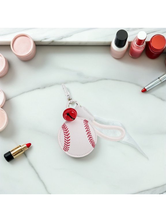 Sporty White Baseball Keychain with PU and Metal for Active Use