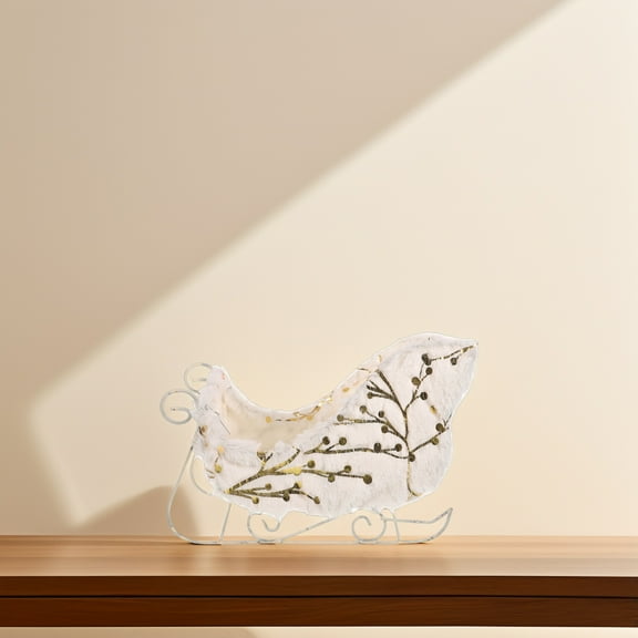 Luxshiny Lightweight White Xmas Sleigh Decoration for Desktop Holiday Photo Prop