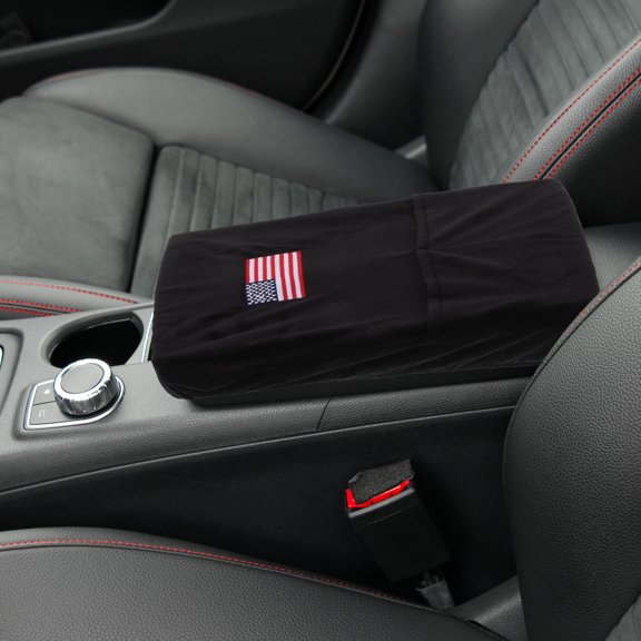 Luxshiny Lint Material Car Center Console Armrest Cover Black with Convenient Pocket