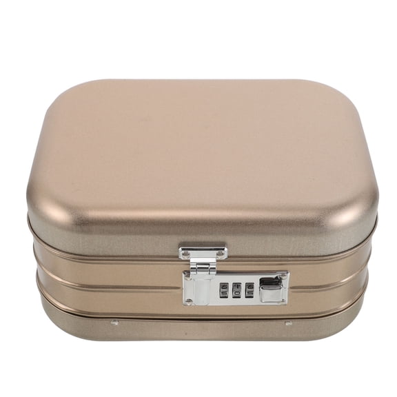 Luxshiny Lockable Tinplate Storage Box with Combination Lock, Coffee Color, Secure and for Home Organization