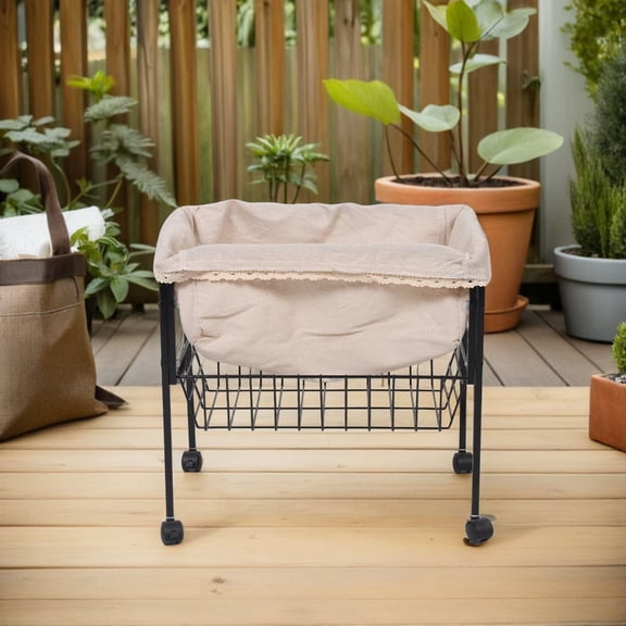 Luxshiny Machine Washable Grey Basket Liner Fabric Insert Fits Woven Rattan and Wire Storage Baskets