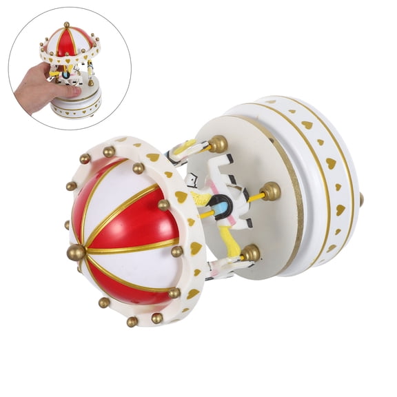 Luxshiny Mechanical Carousel Music Box with Wooden Plastic Vintage Design