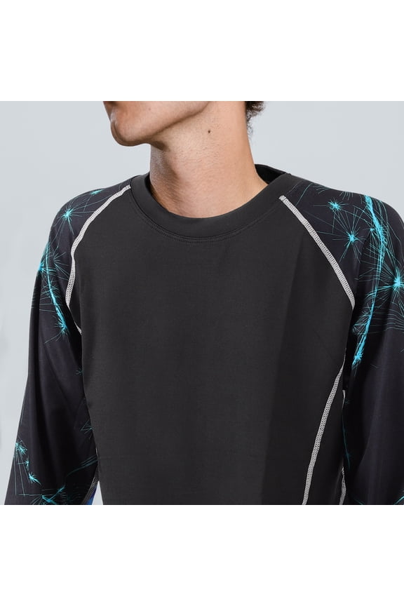Men Long Sleeve Compression Shirt Polyester Elastic Sports Bodysuit for Running Cycling Gym Workout