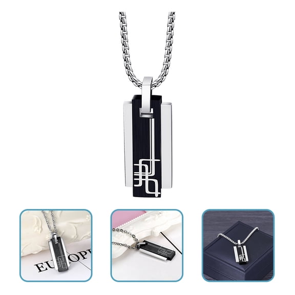 Luxshiny Mens Pendant Necklace Black Titanium Steel Chain Necklace for Parties Work Use
