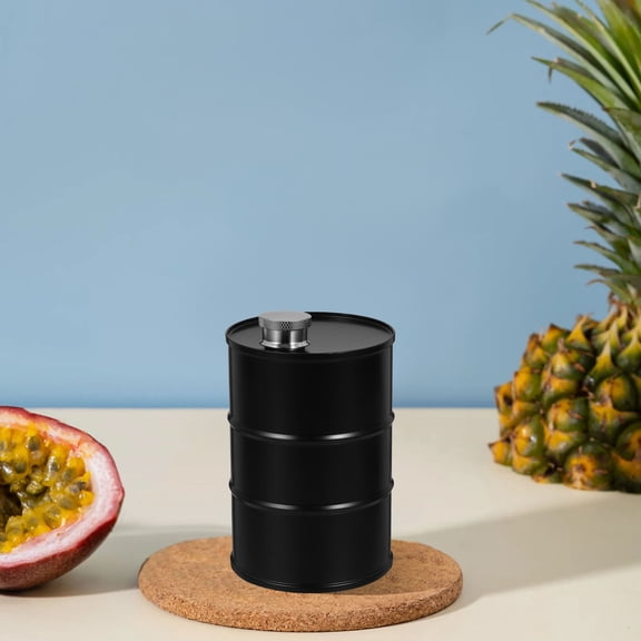 Luxshiny Large Capacity Black Metal Flask for Outdoor Camping Travel and Beverage Storage