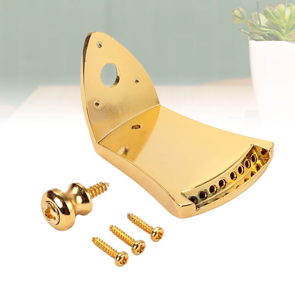 Luxshiny Metal Triangle Tailpiece for 8 String Mandolin Guitar with Removable Cover Golden