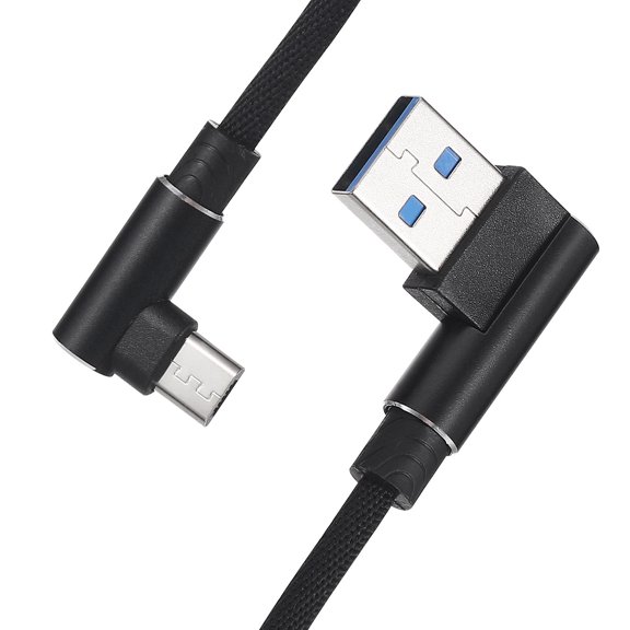Luxshiny Micro USB Charger Cable Black with 90 Degree Connectors High Charge and Sync for Phones