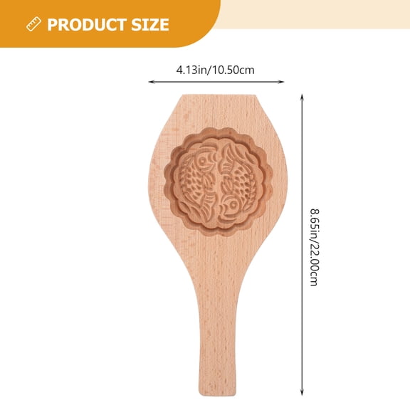 Luxshiny Wooden Moon Cake Mold with Decorative Pattern for Home Baking Light Yellow Washable Reusable