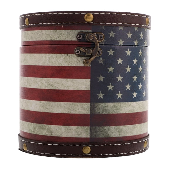 Luxshiny Retro Tissue Box Cover Cylindrical Mdf Pu Tissue Dispenser for Home Decor Dining Table Bathroom Office 1Set