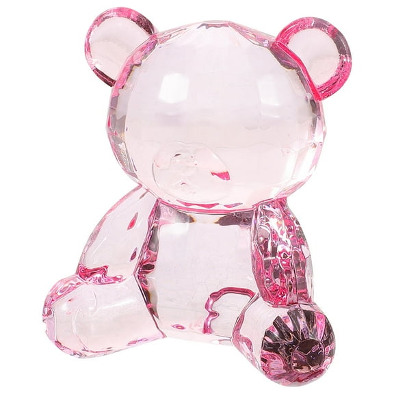 Luxshiny Garden Bear Statue Bear Figurine Pink Acrylic for Tabletop Decoration 1Pack