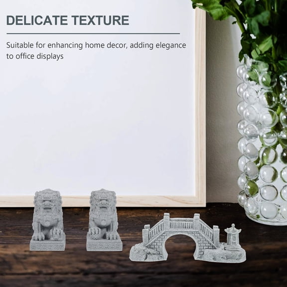Luxshiny Mini Lion Figurine Sandstone Decorative Statue for Home Office Decor Light Grey 3.5 inches