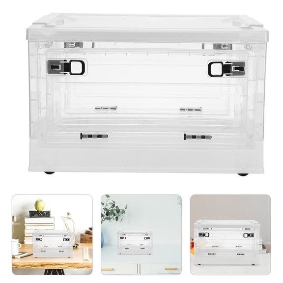 Luxshiny Mobile Clear Storage Box with Wheels Stackable Foldable Plastic Organizer for Home