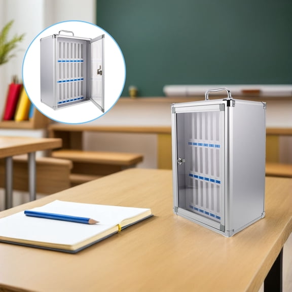 Luxshiny White Lockable Mobile Phone Storage Cabinet with 24 Slots, Wall-Mounted Organizer for Secure Device Charging and Storage