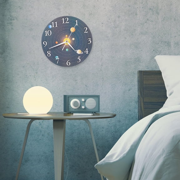 Luxshiny Modern Style Density Board Wall Clock Silent No Ticking Decor for Home Wall