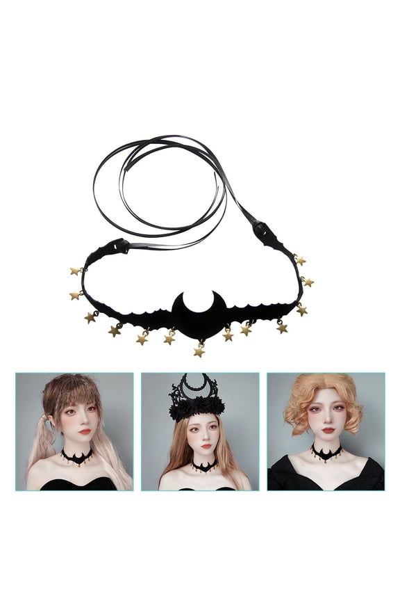 Moon Choker Necklace in Black Elegant Goth Necklace with Beautiful Details
