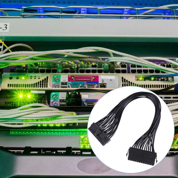 Luxshiny Motherboard Power Extension Cable 24 Pin Black Atx Pin Wire Latch for