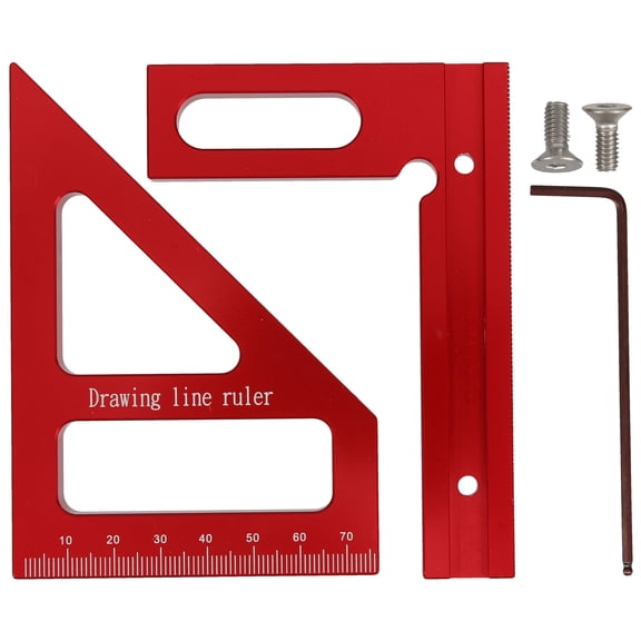 Luxshiny Durable Red Aluminum Triangle Ruler, Woodworking Measuring Tool
