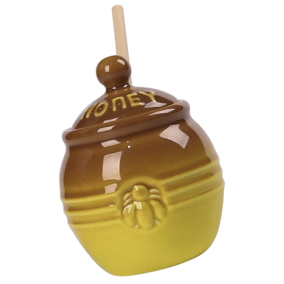 Luxshiny Multi Color Ceramic Honey Dispenser with Lid and Dipper Stick for Household Use