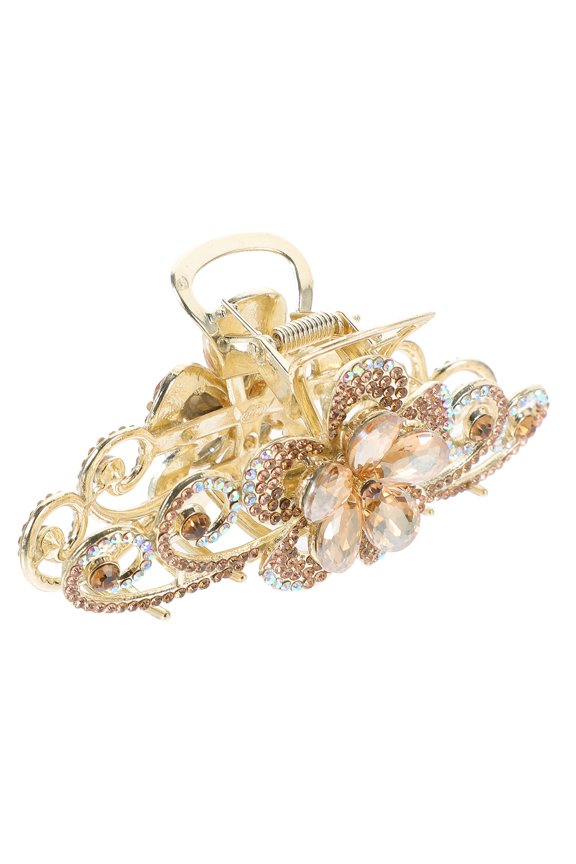 Multi Color Large Hair Clip with Double Sided Rhinestone Flower Alloy Material