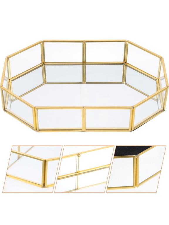 Multipurpose Plated Gold Vanity Tray Decorative Ring Dish and Sundries Storage for Desktop