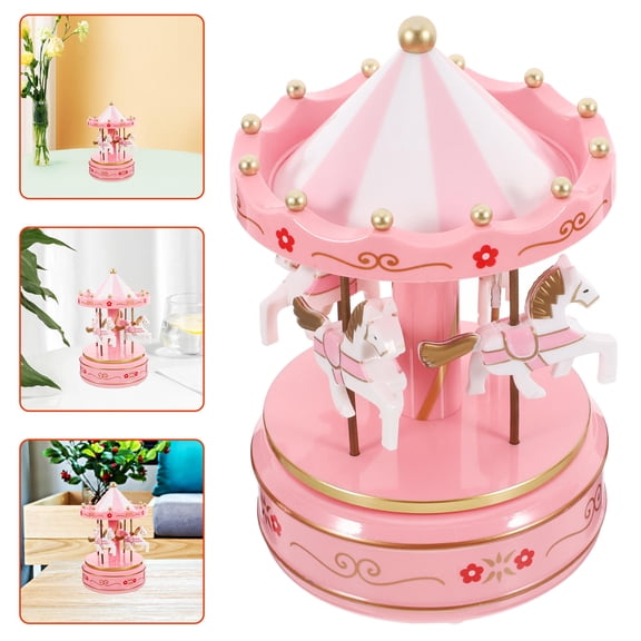 Luxshiny Music Box Carousel Decorative Toy Plastic Mechanical Movement Home Decoration Giving 1Set