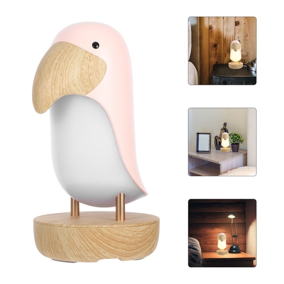 Luxshiny USB Charging Night Light Pink Bird Lamp for Decor Warm Light