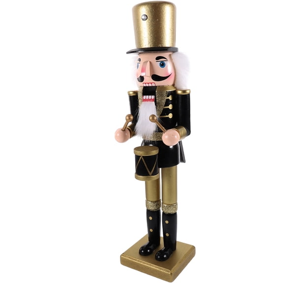 Luxshiny Classic Christmas Style Wood Nutcrackers Decor Black Nutcracker Figure 1Pcs