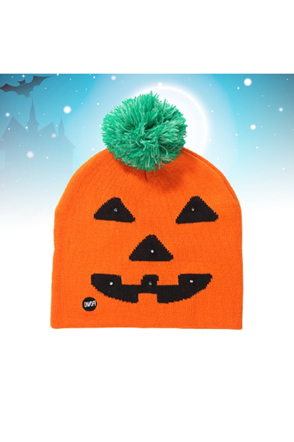 Orange  Glowing Hat with Lighting for Wearing Knitted Warm Fun Accessory