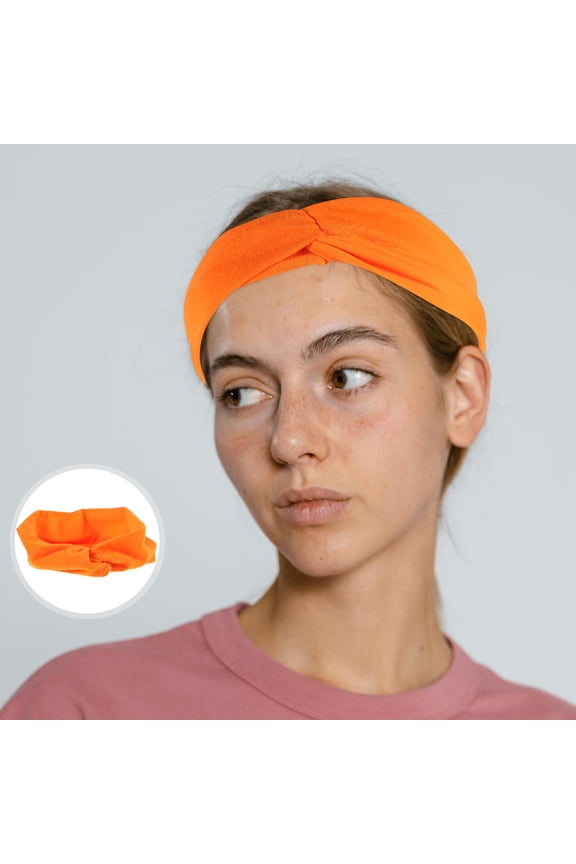 Orange Hair Wrap Headband with Sweat Absorption and Wrinkle Free Fabric