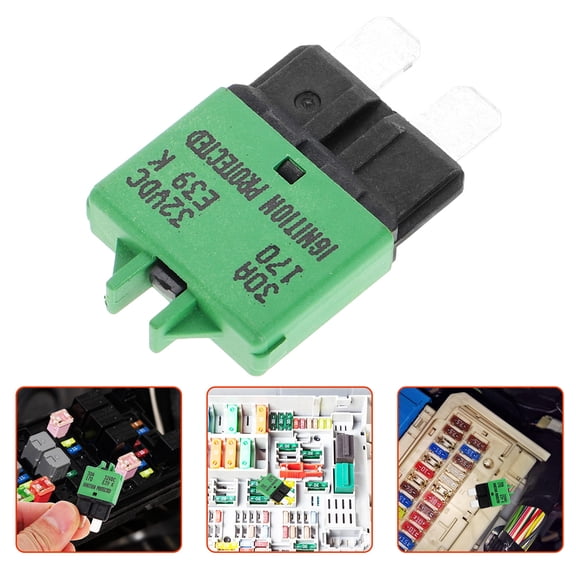 Luxshiny Overload Short Circuit Protect Circuit Breaker Fuse Green Plastic 1Set for Vehicle Use