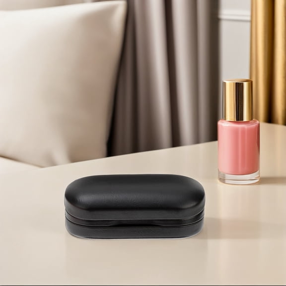 Luxshiny PU Double Eyeglass Case Black Hard Shell Glasses Container for Home Use