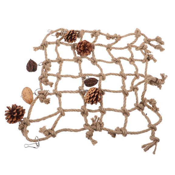 Luxshiny Wear Resistant Light Brown Parrot Climbing Net for Bird Perch and Cage Decor