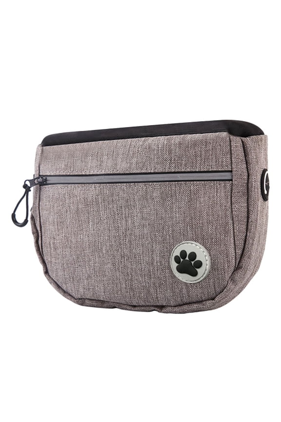 Pet Training Waist Bag Grey Standing Upright Snack Pouch with Adjustable Belt