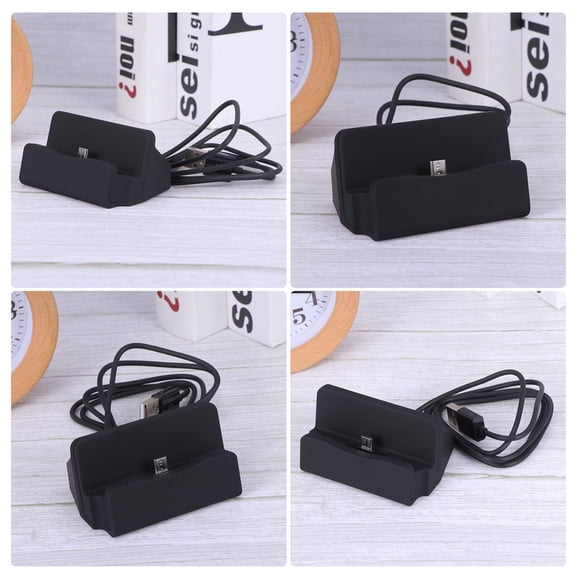 Luxshiny Phone Charging Dock with Built in USB Cable and Premium Plastic Material Black