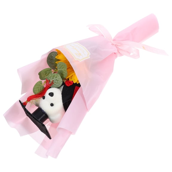 LITINKIMI Graduation Bear Floral Arrangement, Pink, Soft Plush, Home Decoration