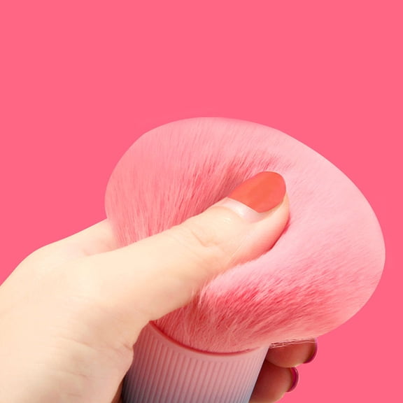 Luxshiny Pink Mushroom Shape Cosmetic Face Powder Brush Lightweight Durable Makeup Tool for Loose Powder Application