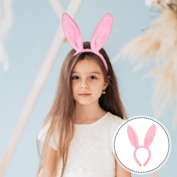 Luxshiny Plush Bunny Ears Masquerade Headband for Adults and Teens, Cute Costume Accessory 1 Set