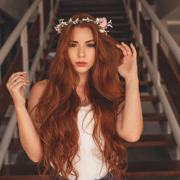 Luxshiny Pink Rose Flower Headband for Bride Realistic Floral Wedding Hair Decoration Accessory